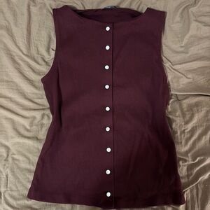 Wild Fable Maroon Tank Top with Front Buttons